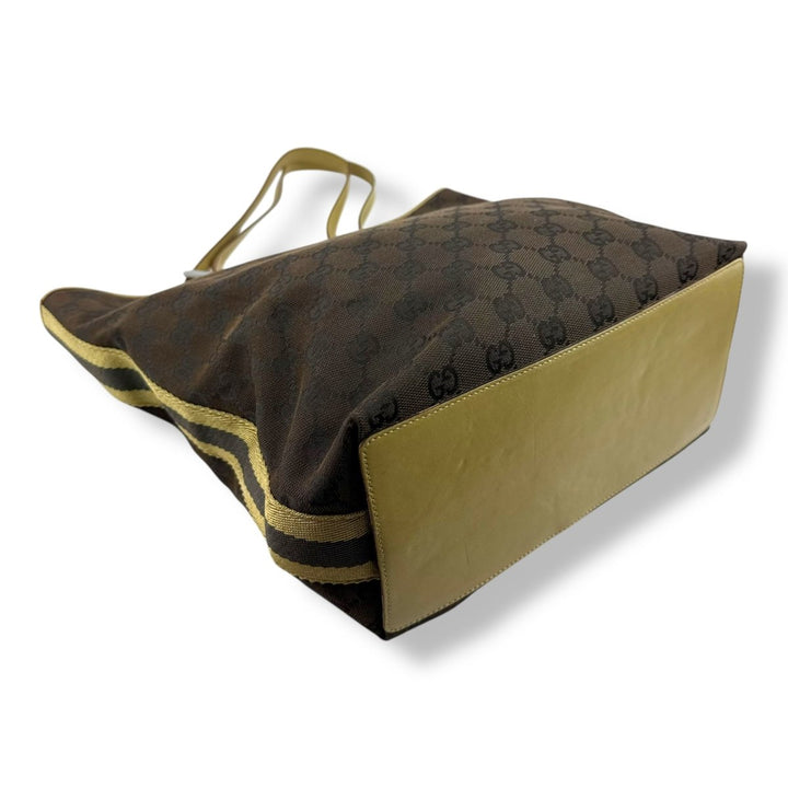 Gucci GG Brown/Beige Bucket Tote Handbag - Lux Central