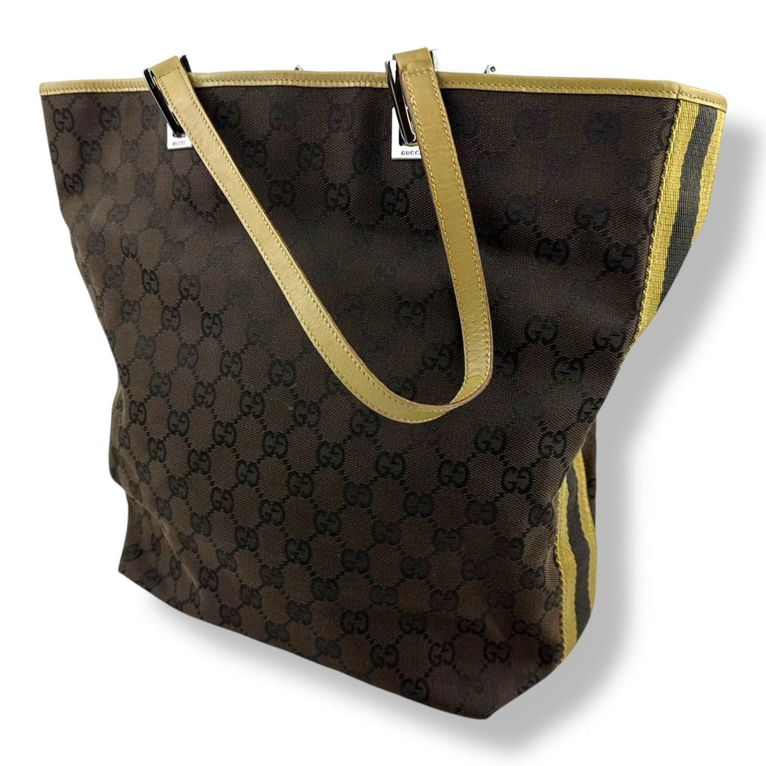 Gucci GG Brown/Beige Bucket Tote Handbag - Lux Central