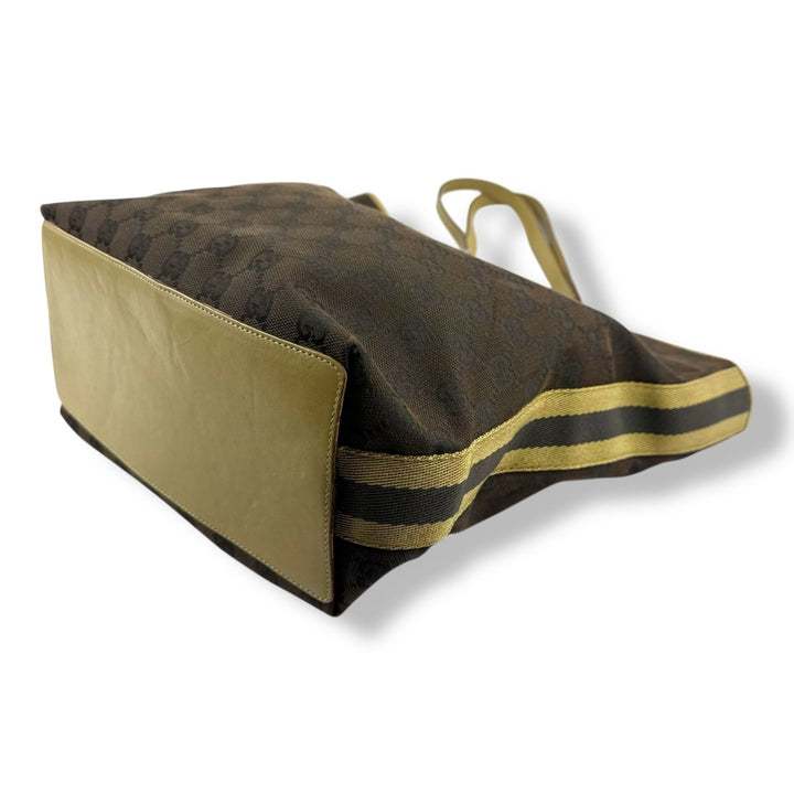 Gucci GG Brown/Beige Bucket Tote Handbag - Lux Central