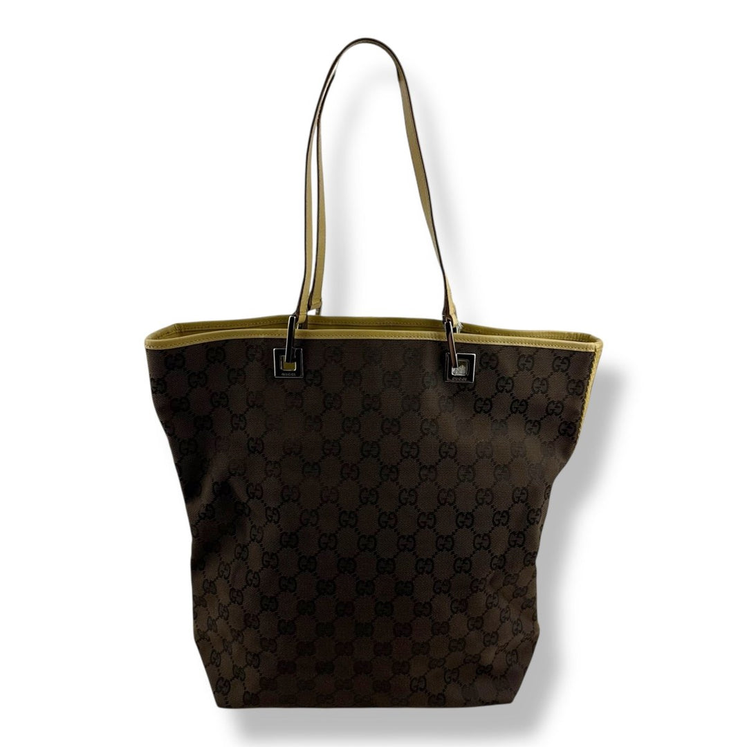 Gucci GG Brown/Beige Bucket Tote Handbag - Lux Central
