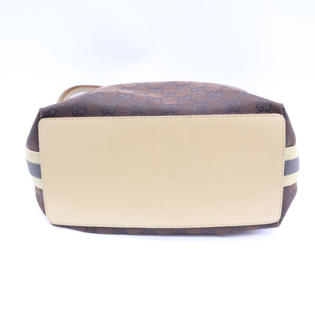 Gucci GG Brown/Beige Bucket Tote Handbag - Lux Central