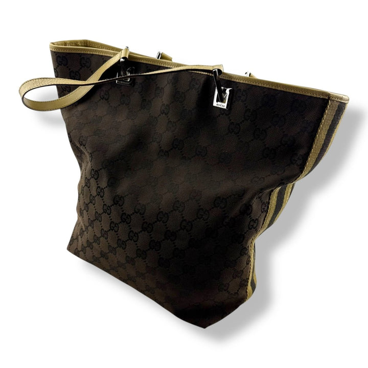 Gucci GG Brown/Beige Bucket Tote Handbag - Lux Central