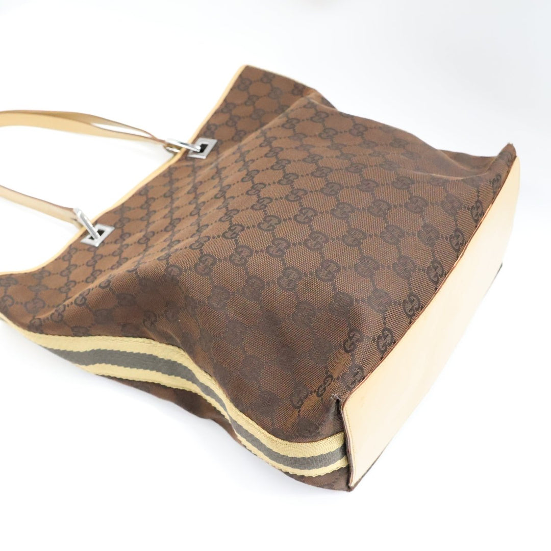 Gucci GG Brown/Beige Bucket Tote Handbag - Lux Central