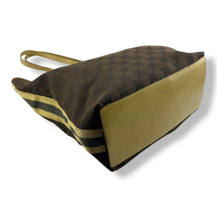 Gucci GG Brown/Beige Bucket Tote Handbag - Lux Central