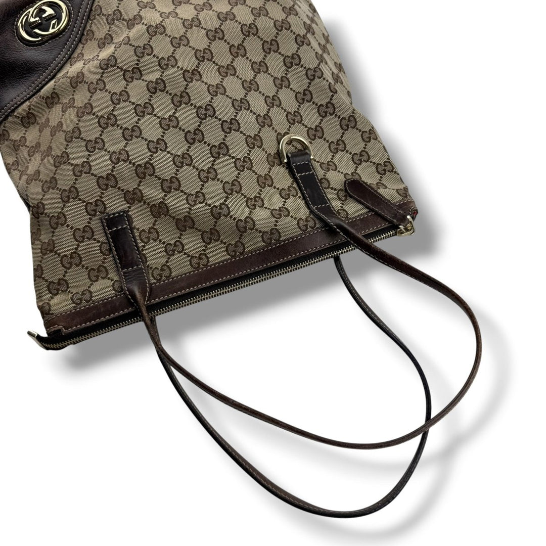 Gucci GG Canvas Beige / Brown Britt Tote Bag - Lux Central