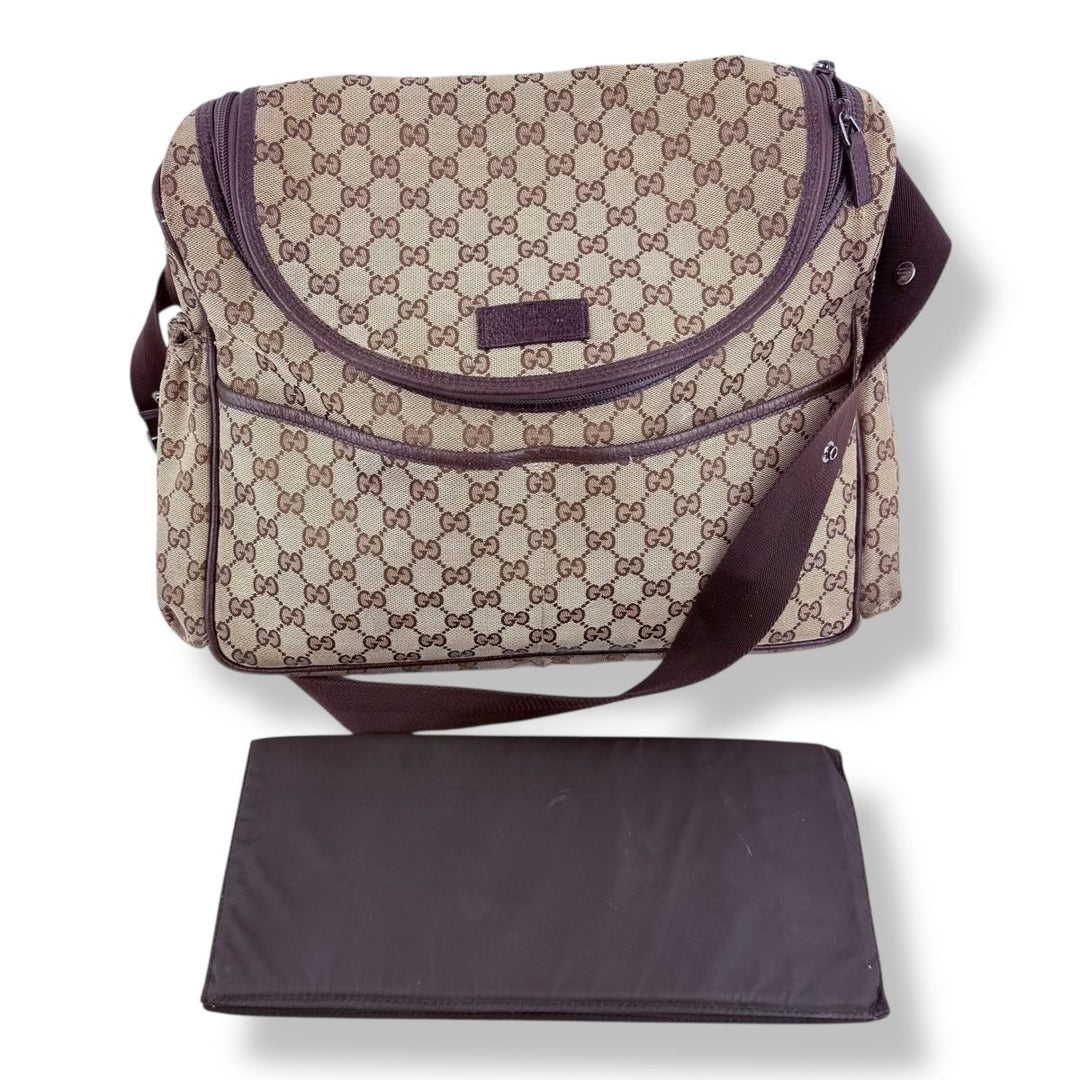 Gucci GG Canvas Beige Large Baby Changing Bag - Lux Central