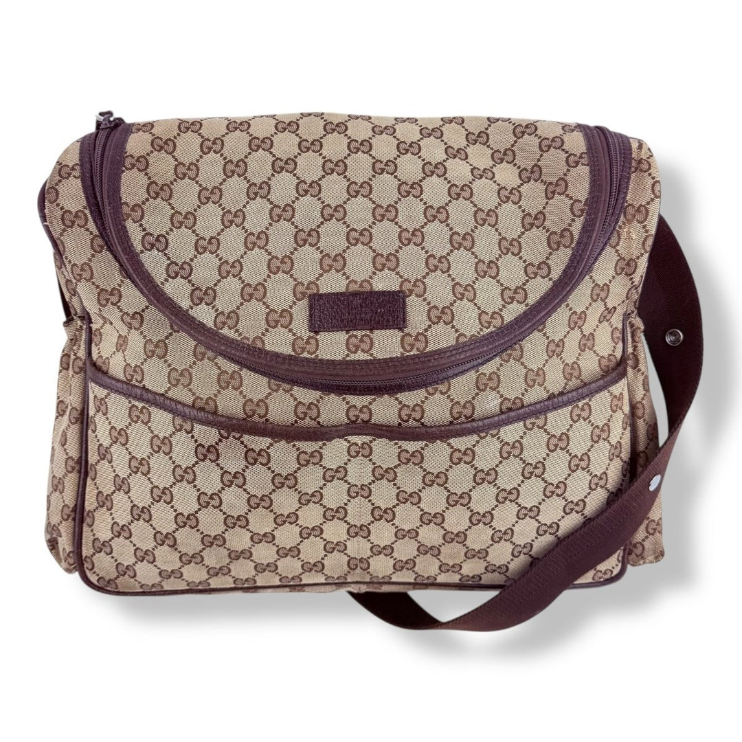 Gucci GG Canvas Beige Large Baby Changing Bag - Lux Central