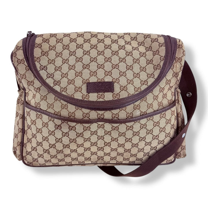 Gucci GG Canvas Beige Large Baby Changing Bag - Lux Central