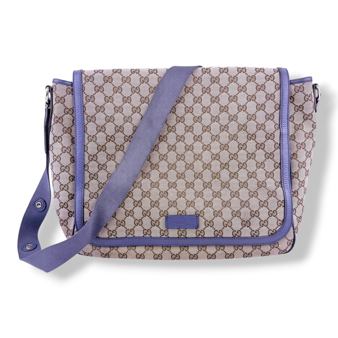 Gucci GG Canvas Beige/Navy Large Baby Changing Bag - Lux Central