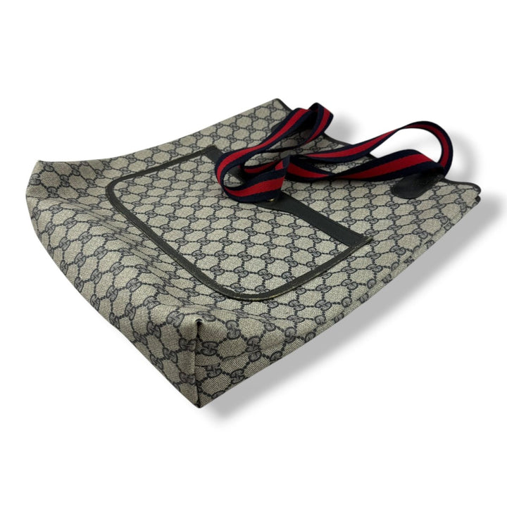Gucci GG Canvas Beige/Navy Tote Bag - Lux Central