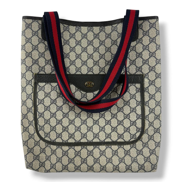 Gucci GG Canvas Beige/Navy Tote Bag - Lux Central