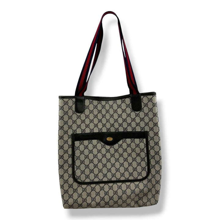 Gucci GG Canvas Beige/Navy Tote Bag - Lux Central