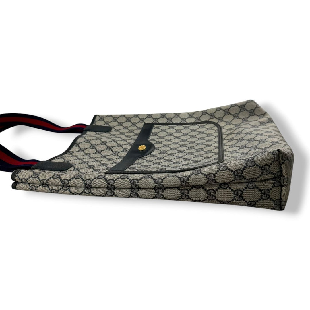 Gucci GG Canvas Beige/Navy Tote Bag - Lux Central