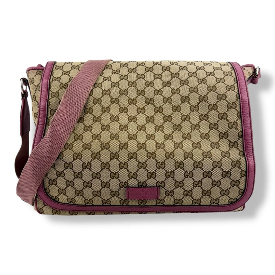 Gucci GG Canvas Beige/Pink Large Baby Changing Bag - Lux Central