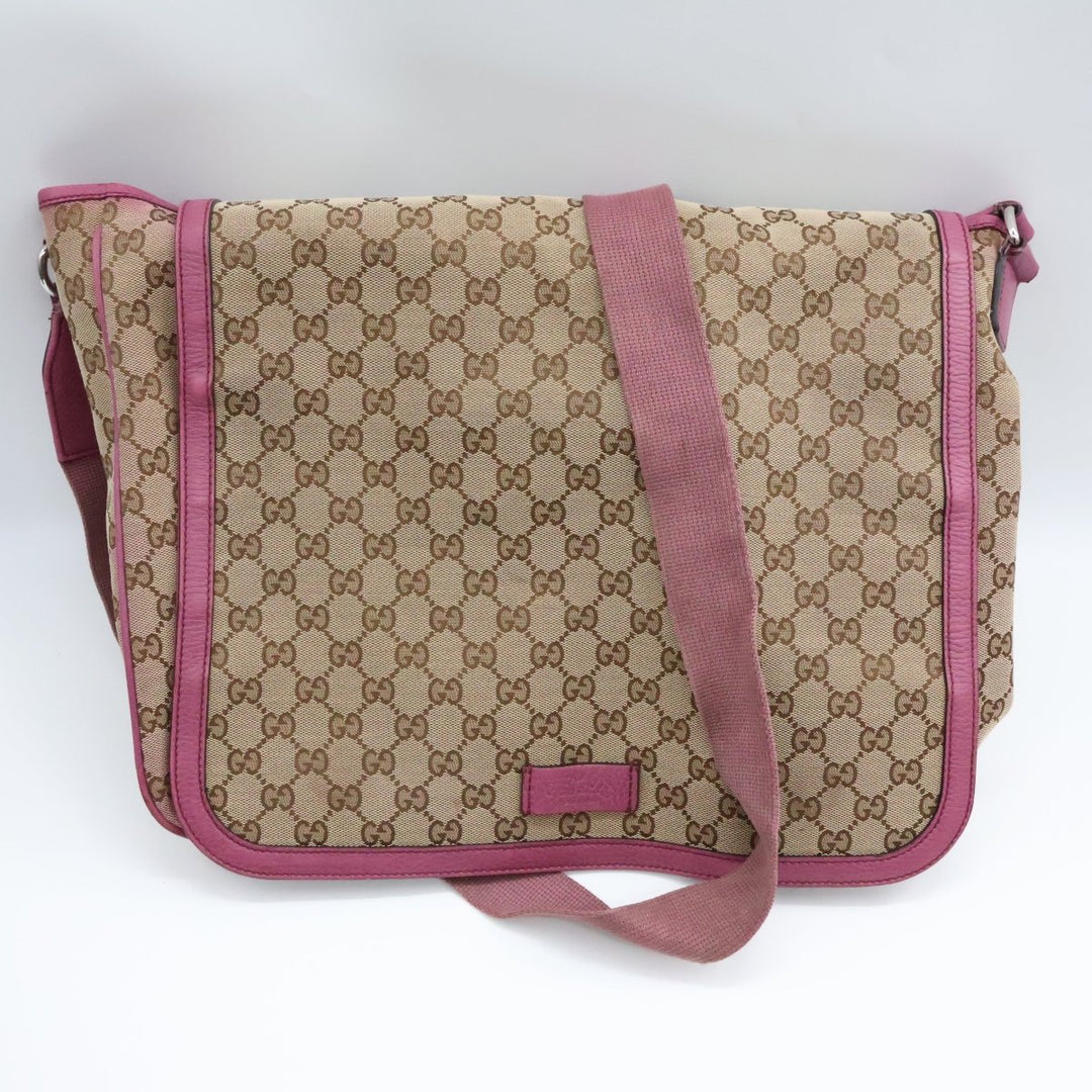 Gucci GG Canvas Beige/Pink Large Baby Changing Bag - Lux Central