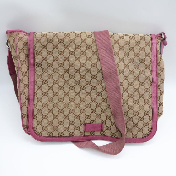 Gucci GG Canvas Beige/Pink Large Baby Changing Bag - Lux Central