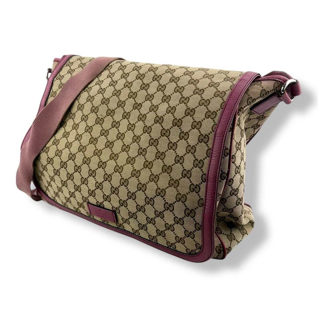 Gucci GG Canvas Beige/Pink Large Baby Changing Bag - Lux Central