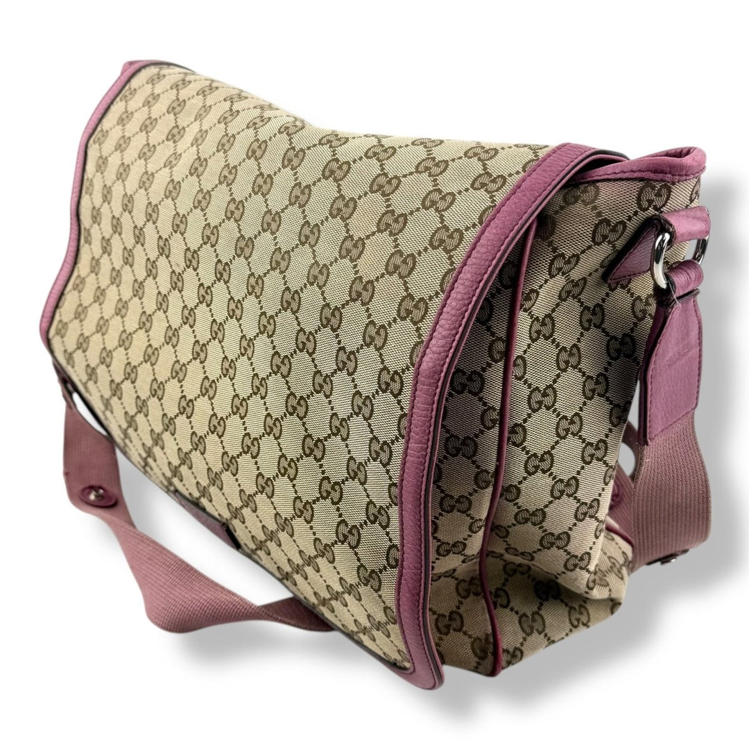 Gucci GG Canvas Beige/Pink Large Baby Changing Bag - Lux Central