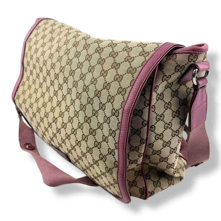 Gucci GG Canvas Beige/Pink Large Baby Changing Bag - Lux Central