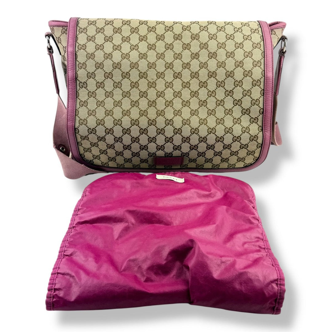 Gucci GG Canvas Beige/Pink Large Baby Changing Bag - Lux Central