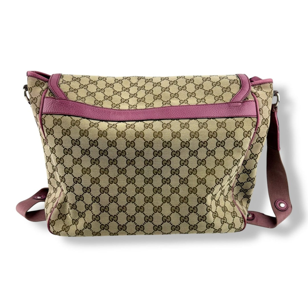 Gucci GG Canvas Beige/Pink Large Baby Changing Bag - Lux Central