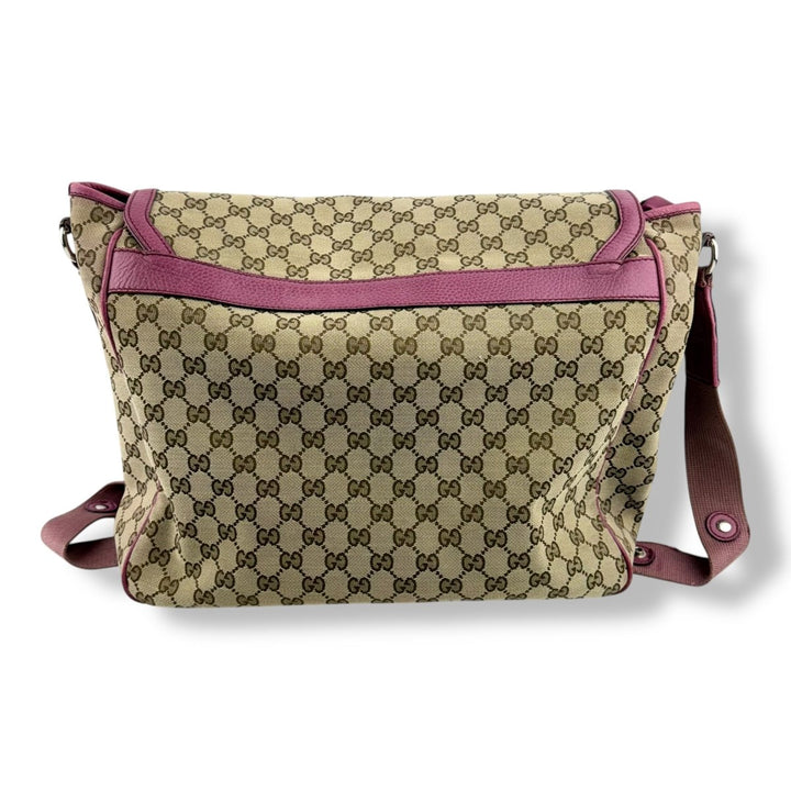 Gucci GG Canvas Beige/Pink Large Baby Changing Bag - Lux Central