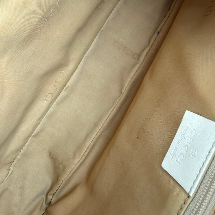 Gucci GG Canvas Beige/White Bamboo Shoulder Bag - Lux Central