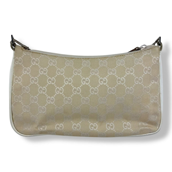 Gucci GG Canvas Beige/White Bamboo Shoulder Bag - Lux Central