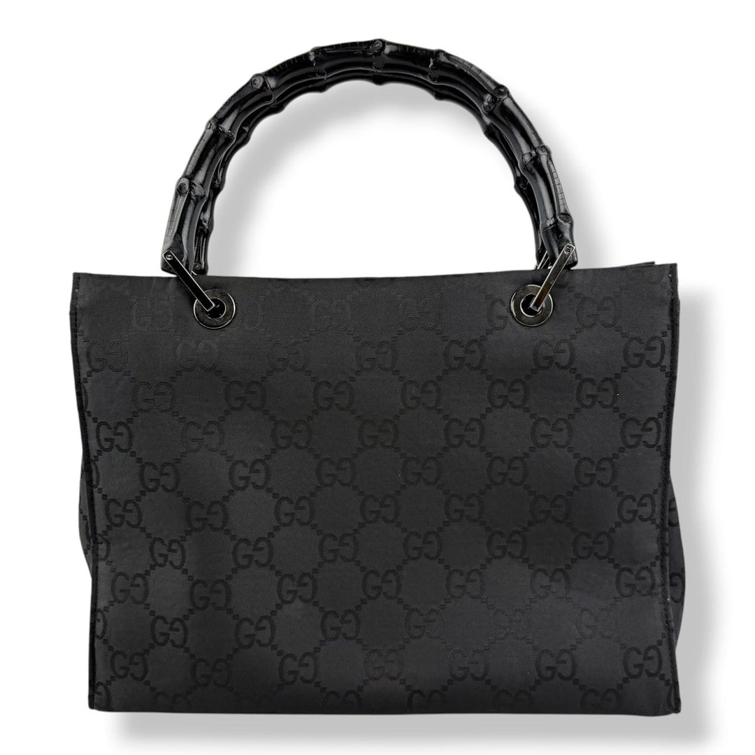 Gucci GG Canvas Black Bamboo Tote Bag - Lux Central