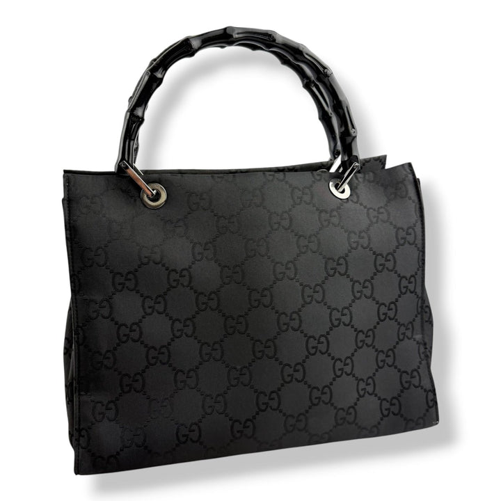 Gucci GG Canvas Black Bamboo Tote Bag - Lux Central