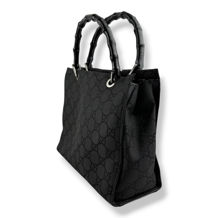 Gucci GG Canvas Black Bamboo Tote Bag - Lux Central