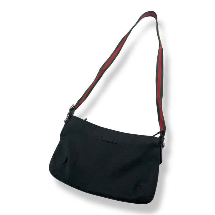 Gucci GG Canvas Black Monogram Sherry Line Messenger Bag - Lux Central