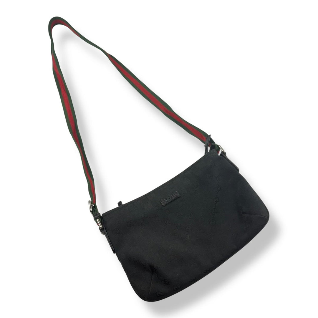 Gucci GG Canvas Black Monogram Sherry Line Messenger Bag - Lux Central