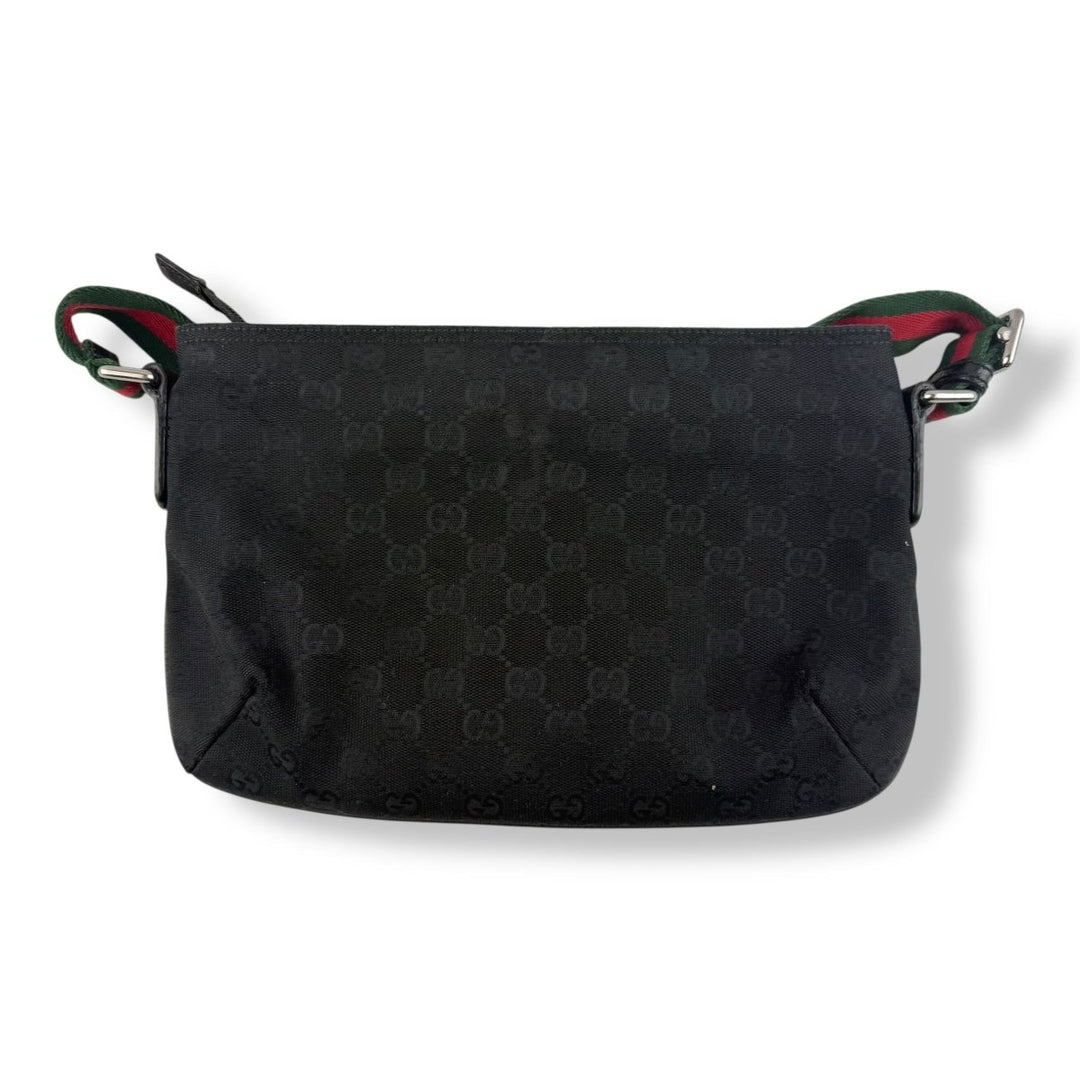 Gucci GG Canvas Black Monogram Sherry Line Messenger Bag - Lux Central