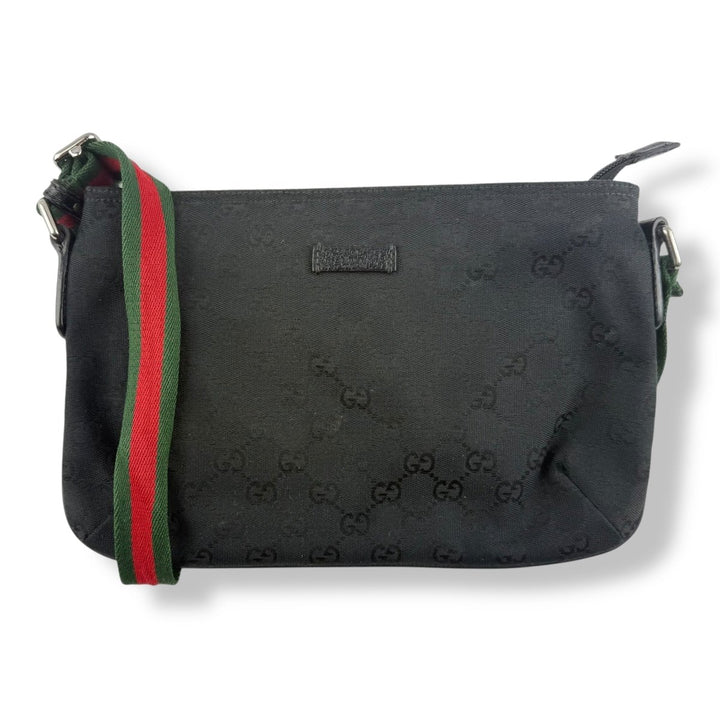Gucci GG Canvas Black Monogram Sherry Line Messenger Bag - Lux Central