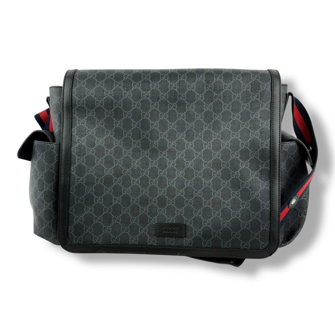 Gucci GG Canvas Black Supreme Monogram Large Baby Changing Bag - Lux Central