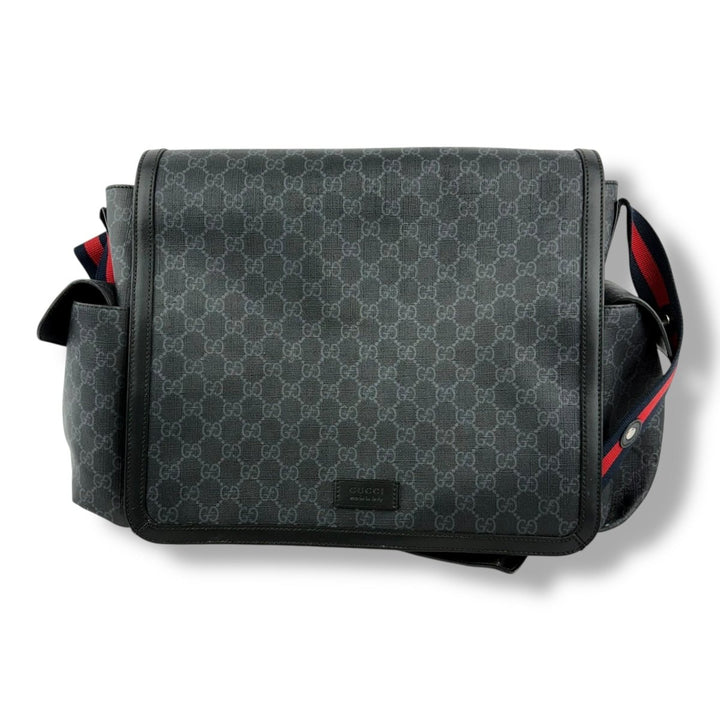 Gucci GG Canvas Black Supreme Monogram Large Baby Changing Bag - Lux Central