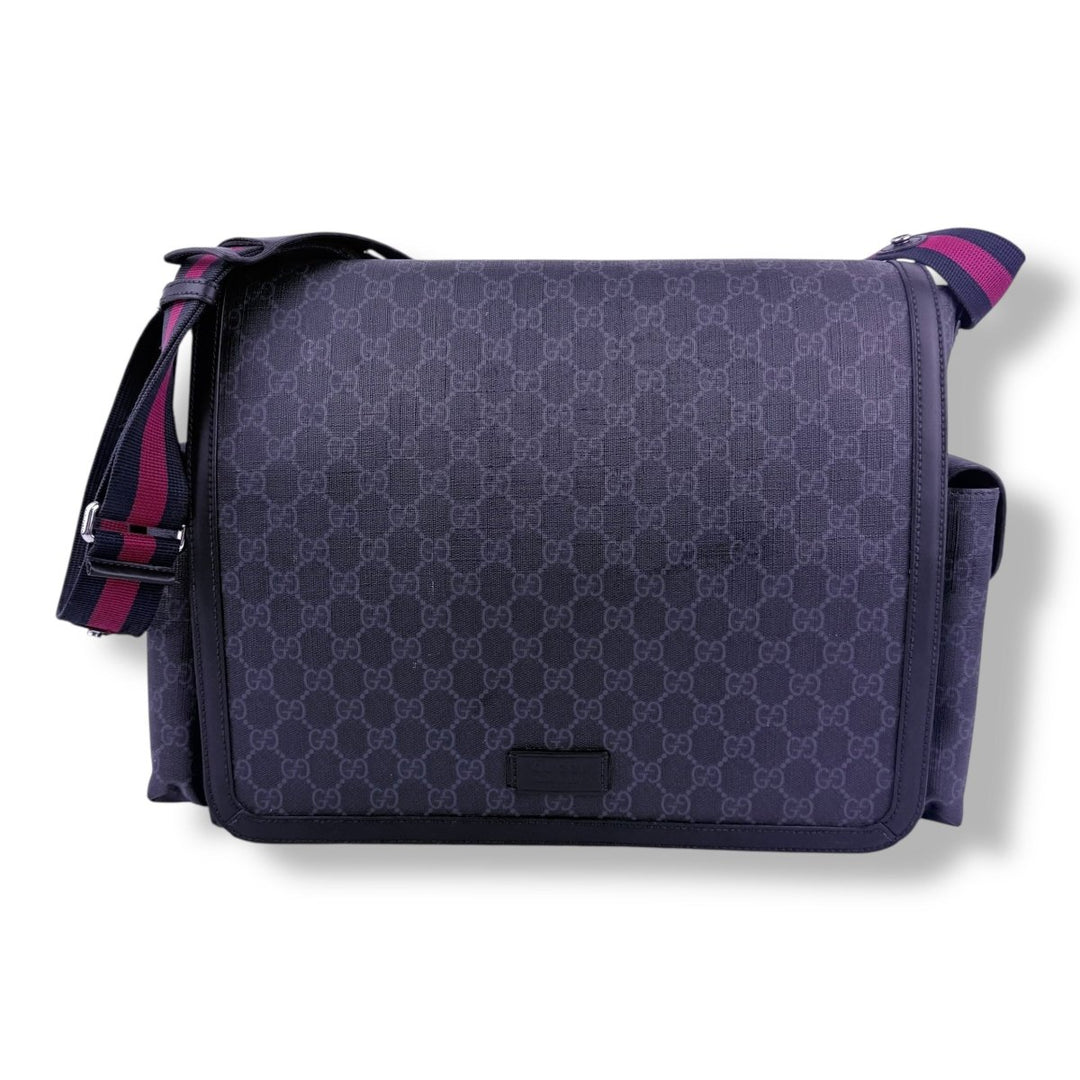 Gucci GG Canvas Black Supreme Monogram Large Baby Changing Bag - Lux Central