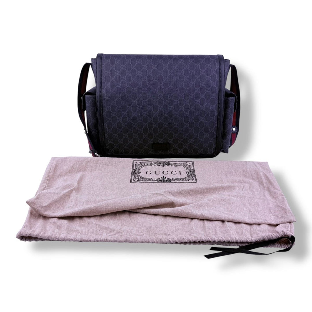 Gucci GG Canvas Black Supreme Monogram Large Baby Changing Bag - Lux Central