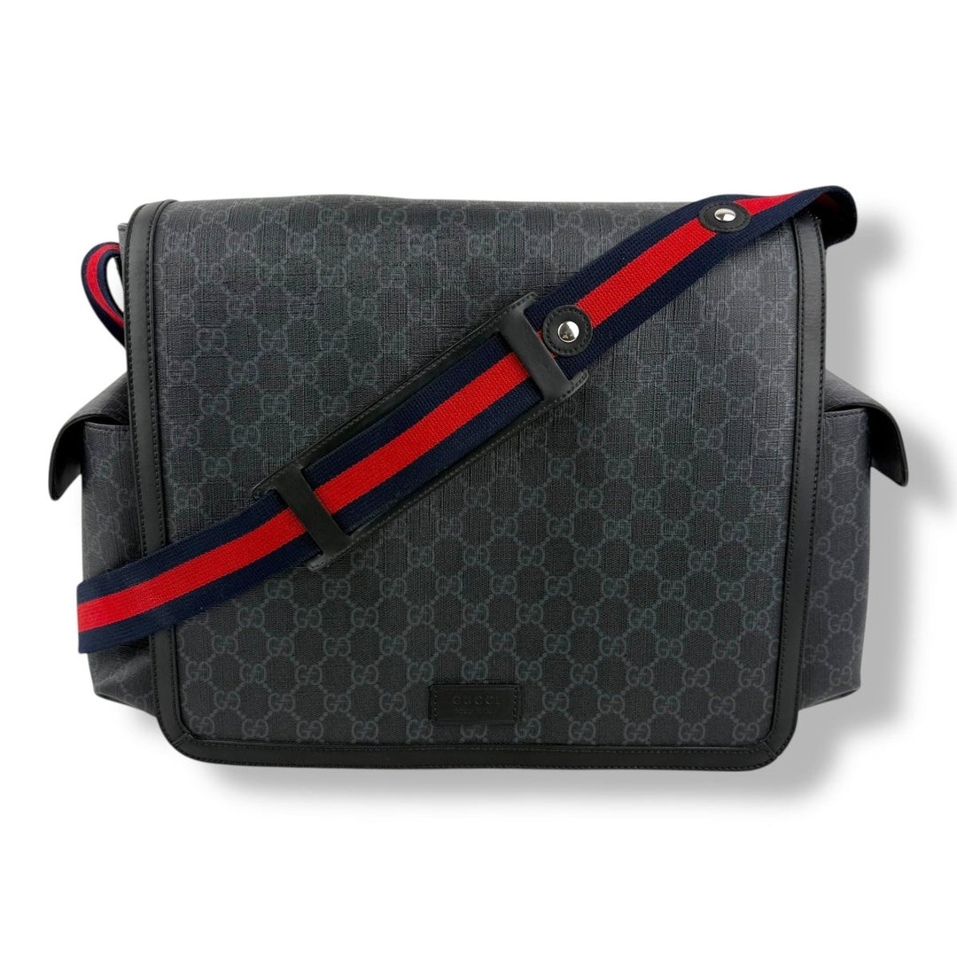 Gucci GG Canvas Black Supreme Monogram Large Baby Changing Bag - Lux Central