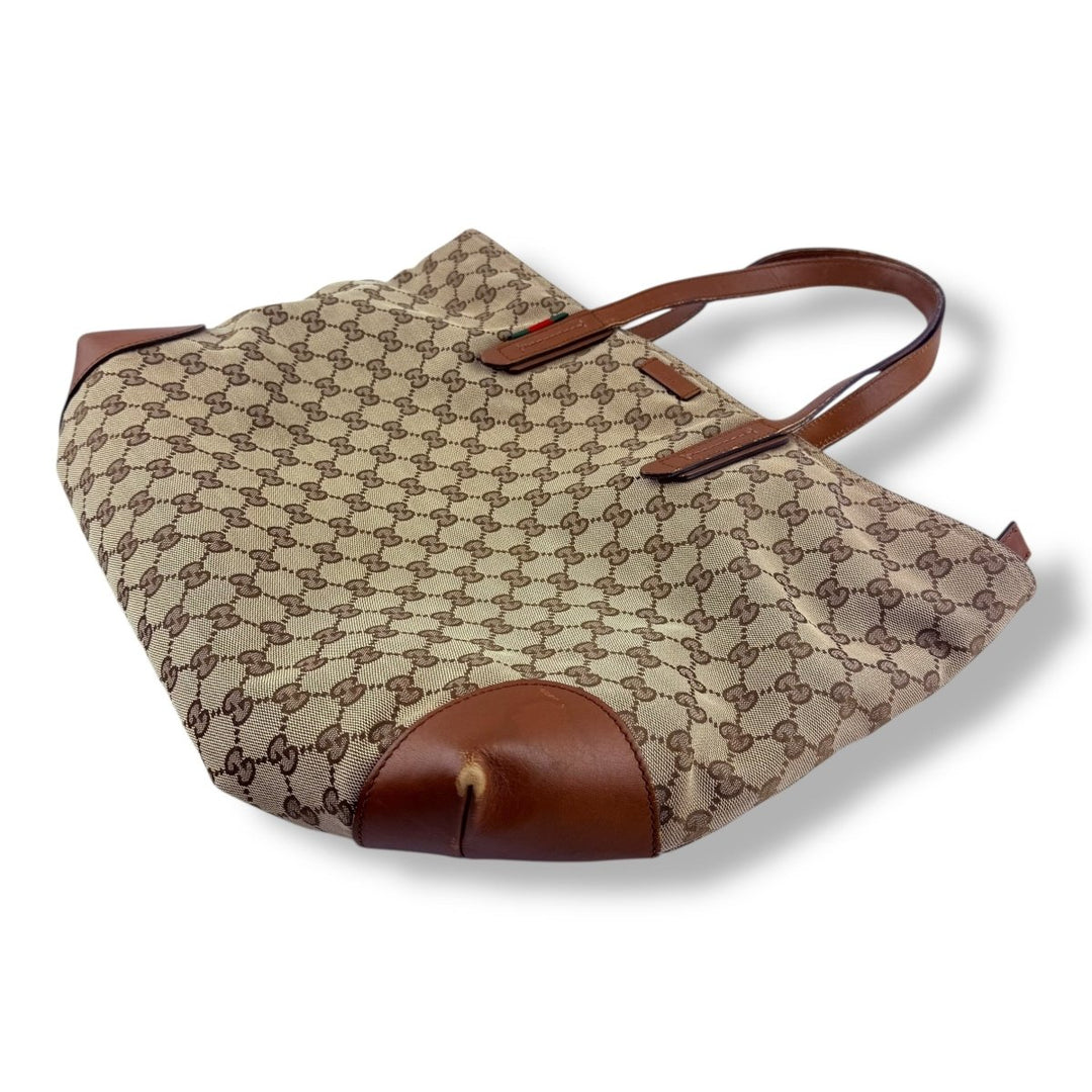 Gucci GG Canvas Monogram Brown/Beige Tote Handbag - Lux Central