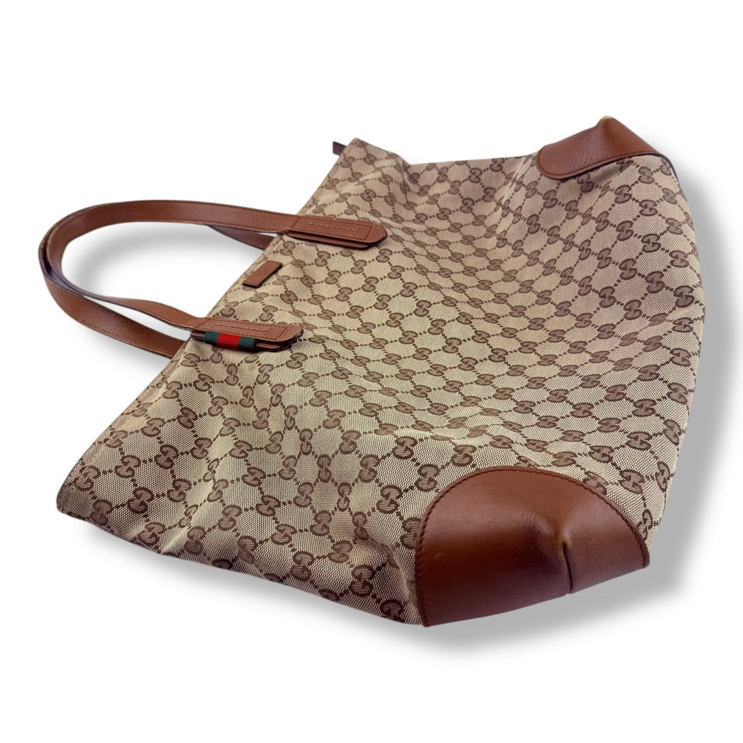 Gucci GG Canvas Monogram Brown/Beige Tote Handbag - Lux Central