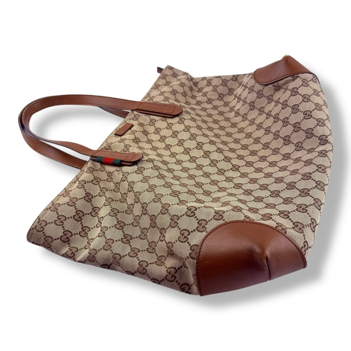 Gucci GG Canvas Monogram Brown/Beige Tote Handbag - Lux Central