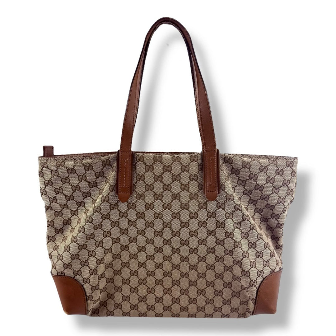 Gucci GG Canvas Monogram Brown/Beige Tote Handbag - Lux Central