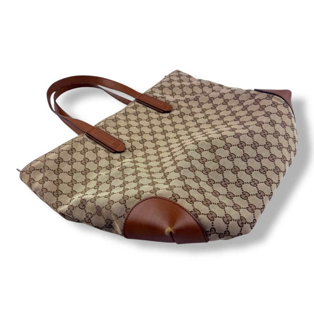 Gucci GG Canvas Monogram Brown/Beige Tote Handbag - Lux Central