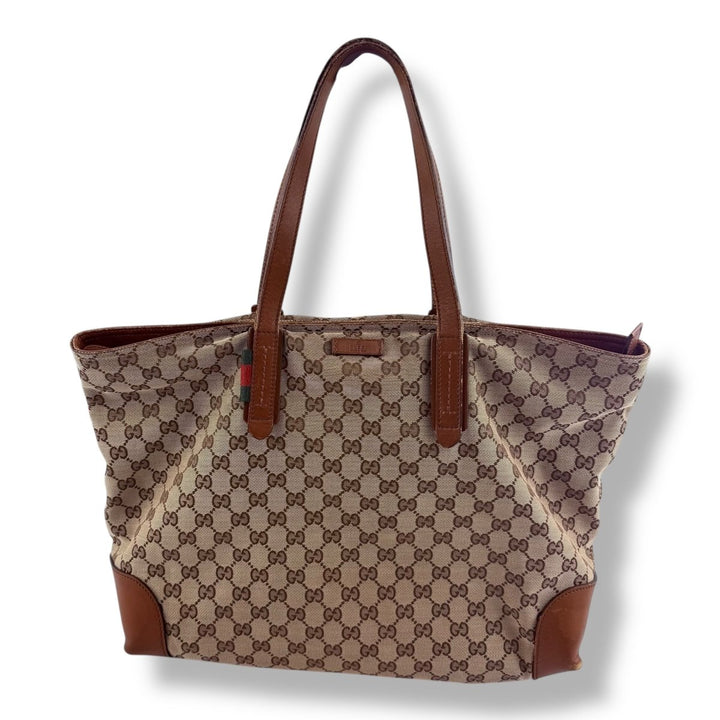 Gucci GG Canvas Monogram Brown/Beige Tote Handbag - Lux Central