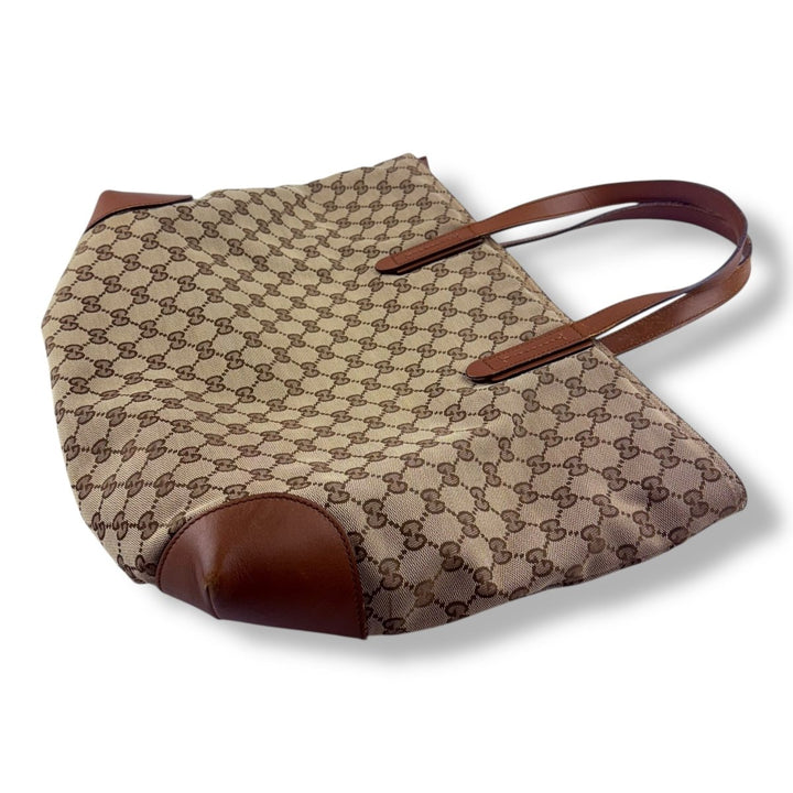 Gucci GG Canvas Monogram Brown/Beige Tote Handbag - Lux Central