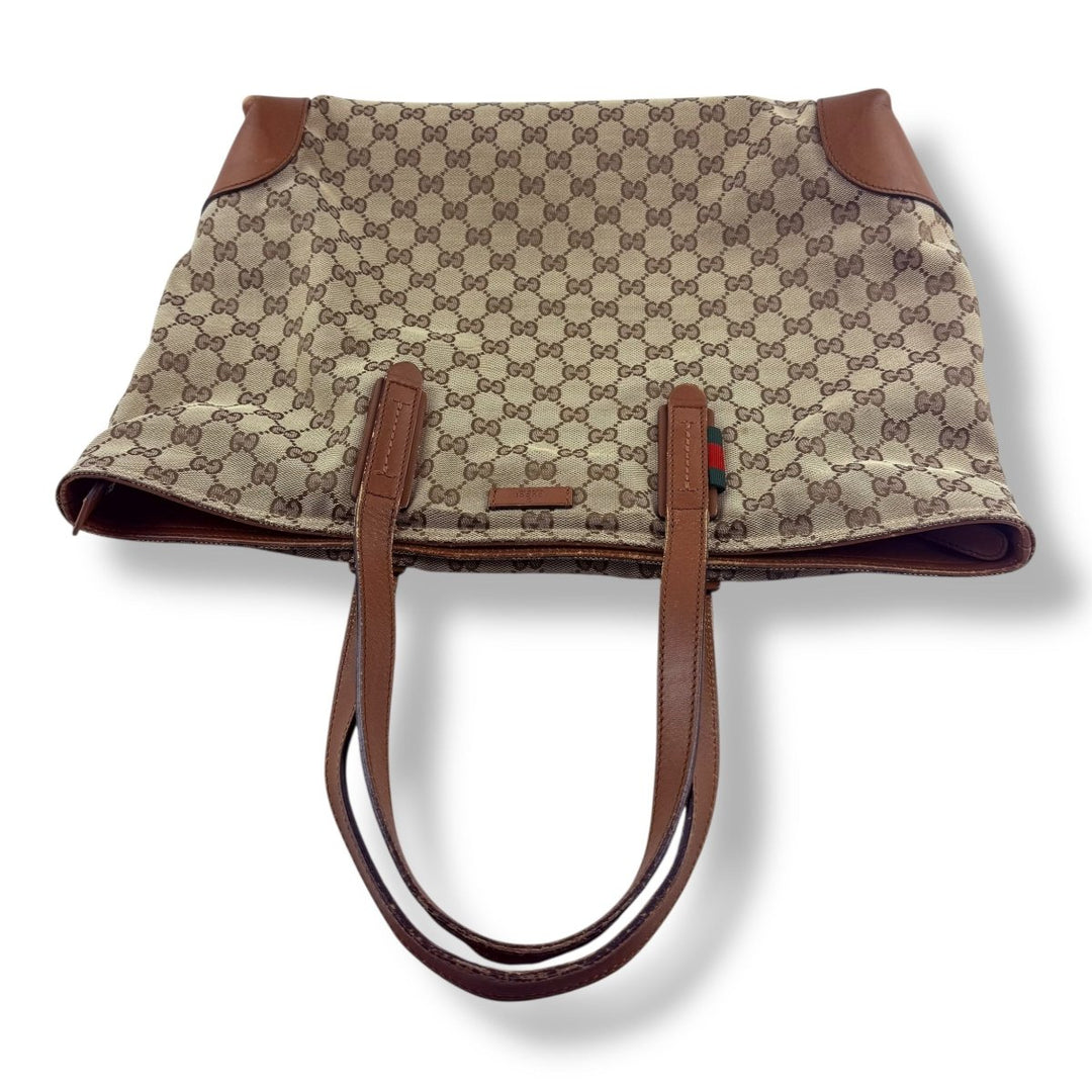 Gucci GG Canvas Monogram Brown/Beige Tote Handbag - Lux Central