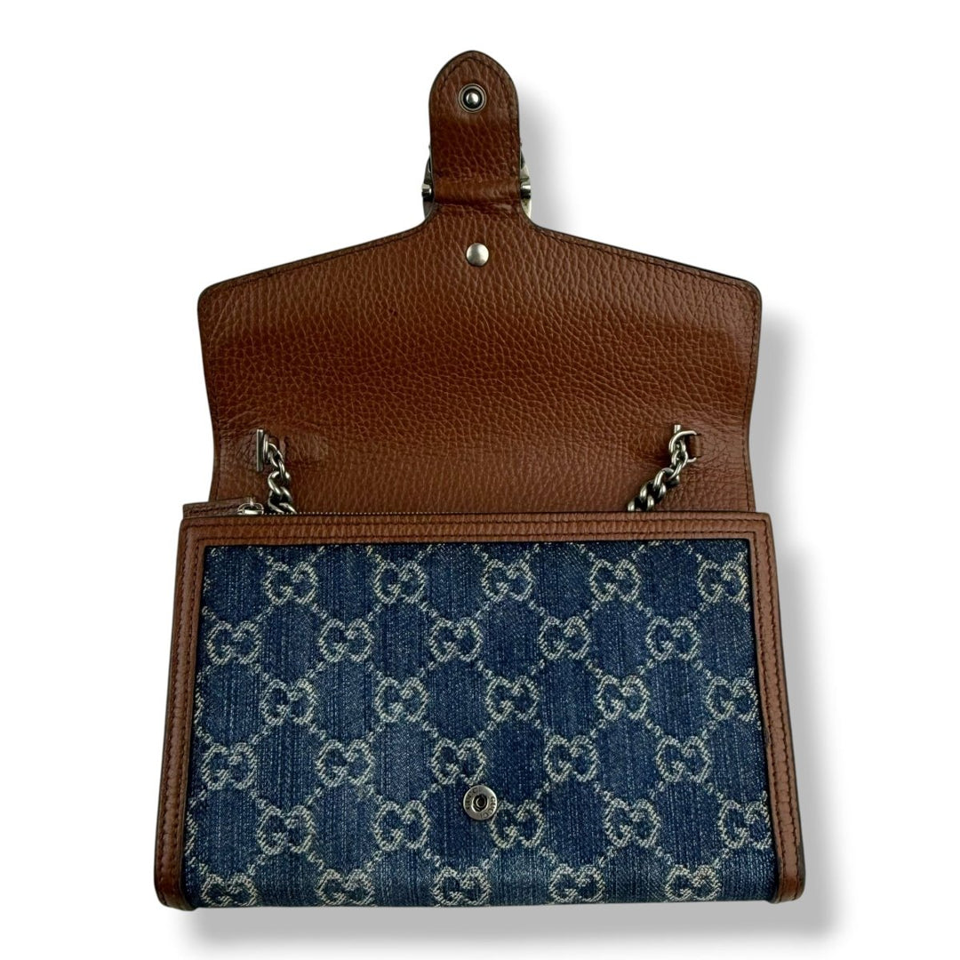 Gucci GG Denim Dionysus Wallet On Chain Handbag - Lux Central