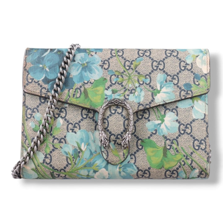 Gucci GG Dionysus Beige / Blue Bloom Wallet on chain Handbag - Lux Central